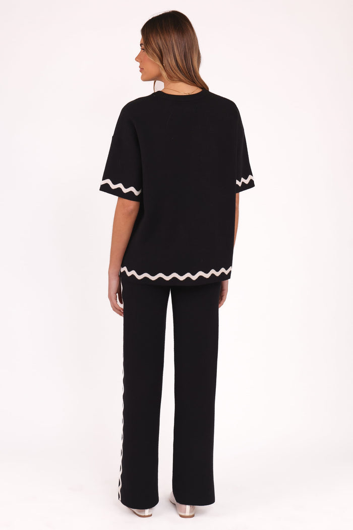 Petal and Pup USA BOTTOMS Vespa Knitted Pant - Black White
