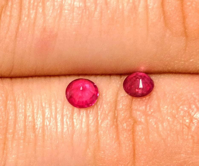 Wholesale, Natural Medium-Dark Hot Pink Sapphire, 4mm Round, Matched Pair, 0.62 tcw, VVS, loose stones, September Birthstone