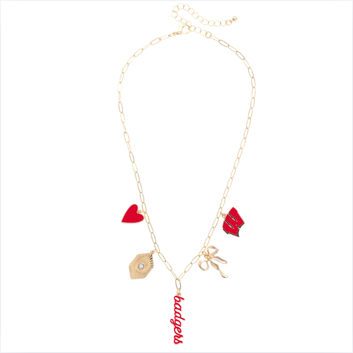 Wisconsin Badgers Paper Clip Charm Necklace