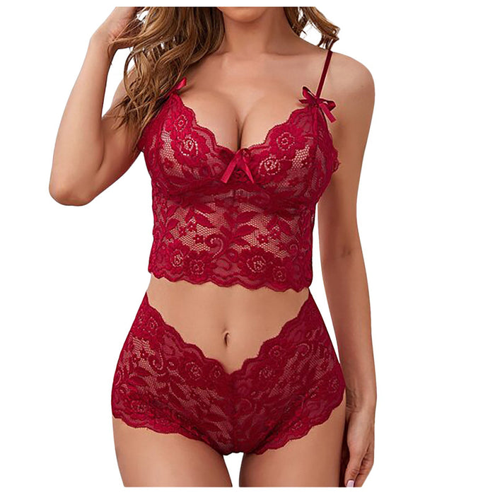 Women’s Sheer Three‑Point Lace Sling Lingerie – Adjustable