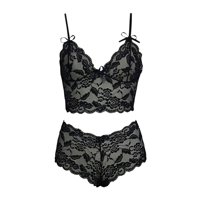 Women’s Sheer Three‑Point Lace Sling Lingerie – Adjustable