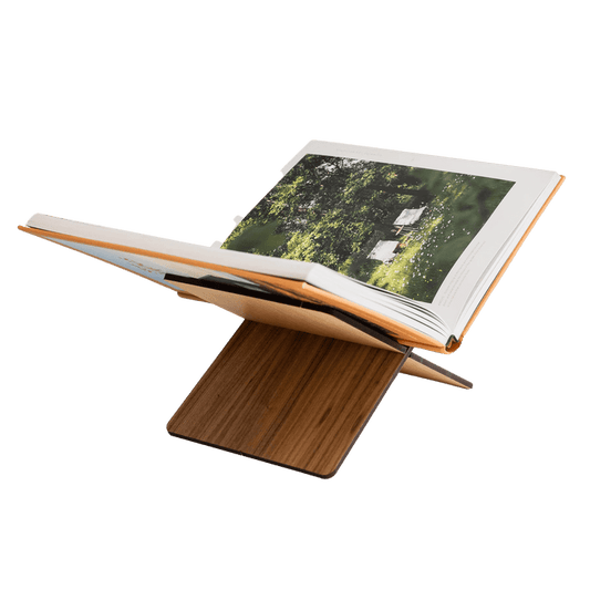 Walnut Custom Wood Book Display Stand - Corporate Gifts