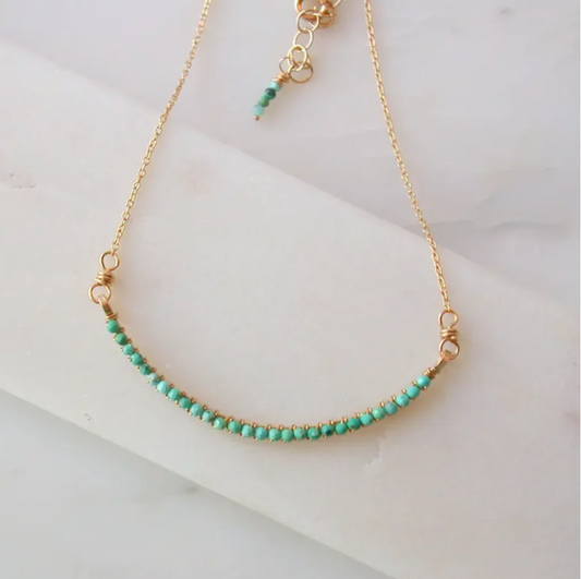 Wrapped Tiny Turquoise Bar Necklace