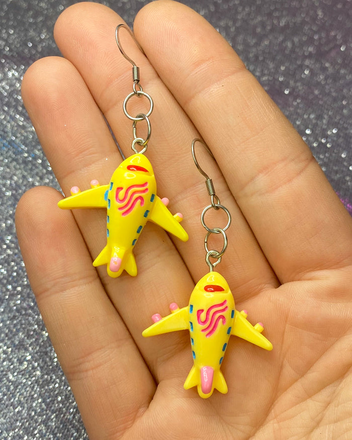 Yellow Airplane Earrings