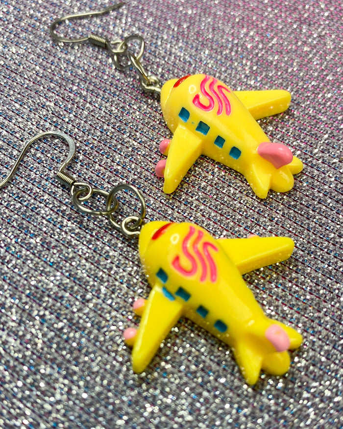 Yellow Airplane Earrings