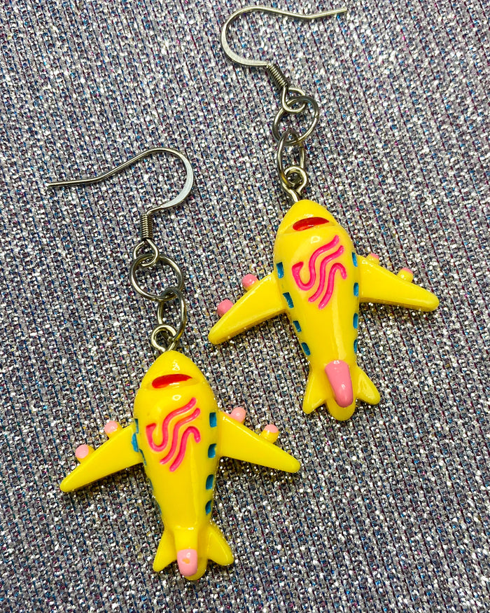 Yellow Airplane Earrings