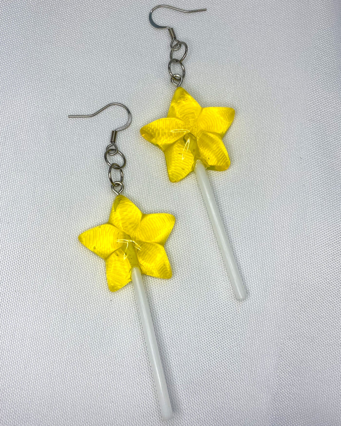 Yellow Star Lollipop Earrings