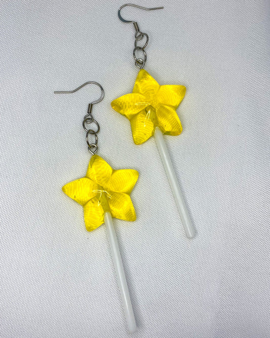 Yellow Star Lollipop Earrings