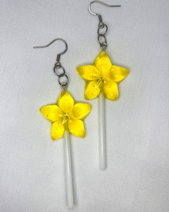 Yellow Star Lollipop Earrings