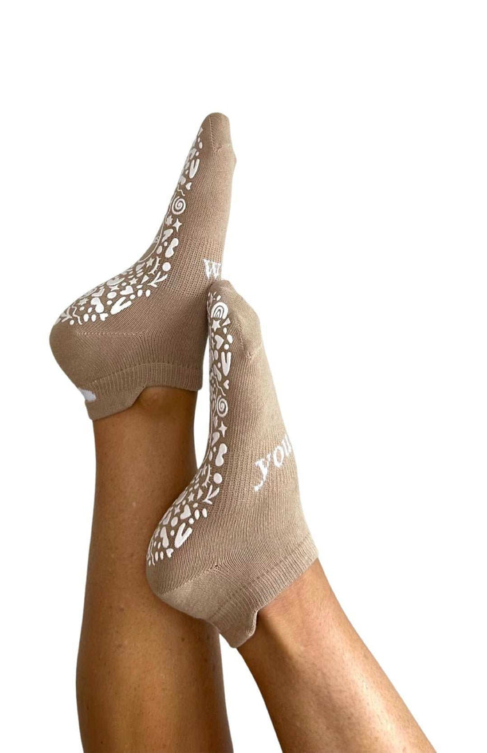 ‘you are worthy’ (Tan) Grip Socks - GSOXS