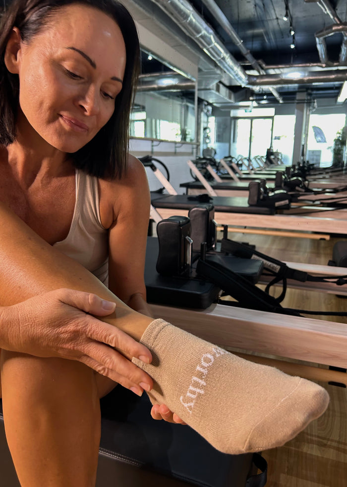 ‘you are worthy’ (Tan) Grip Socks
